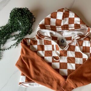 Urban Outfitters Brown and White Checkered Hoodie